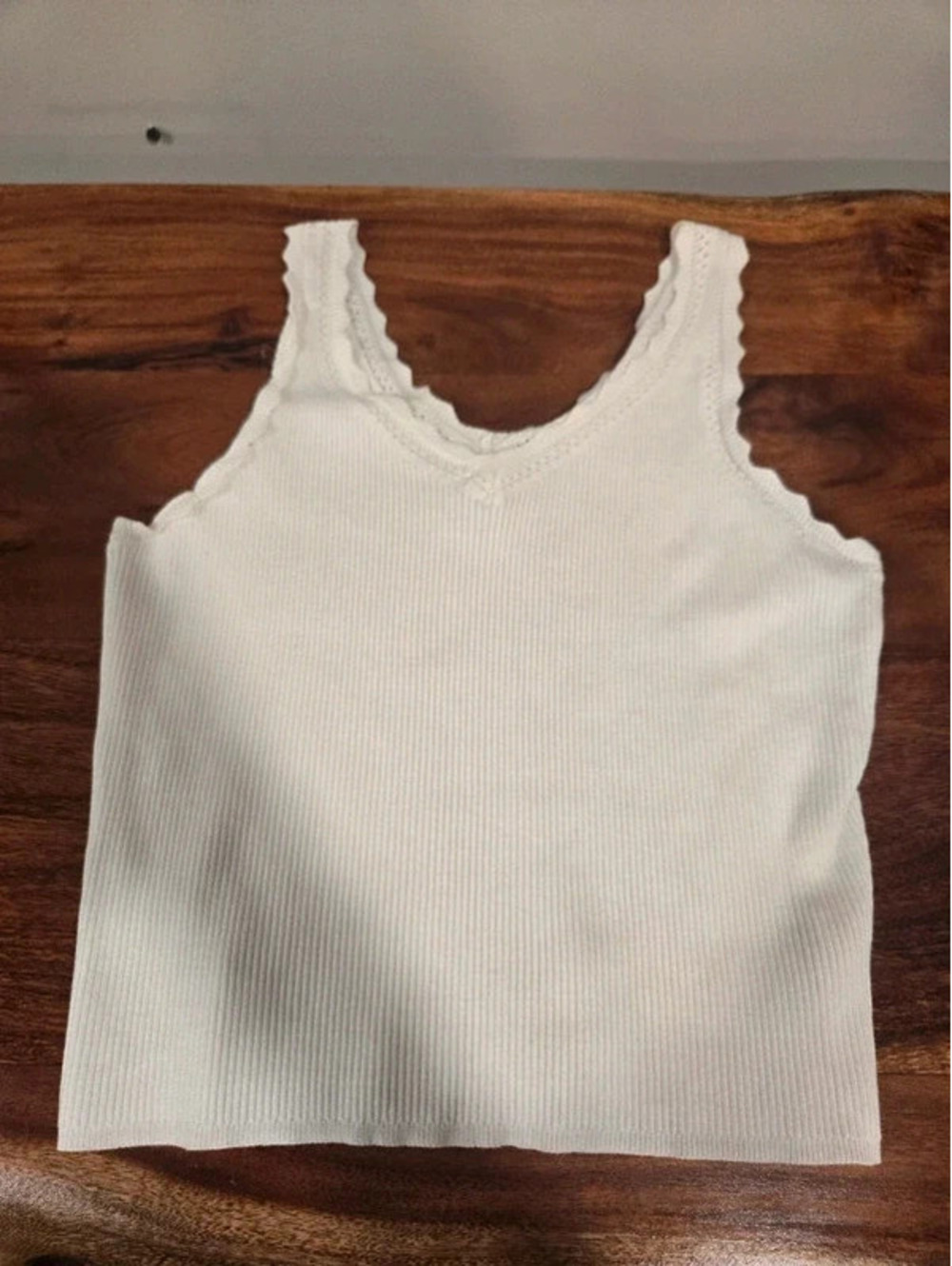 Marled White Ribbed Knit Tank Top Size M